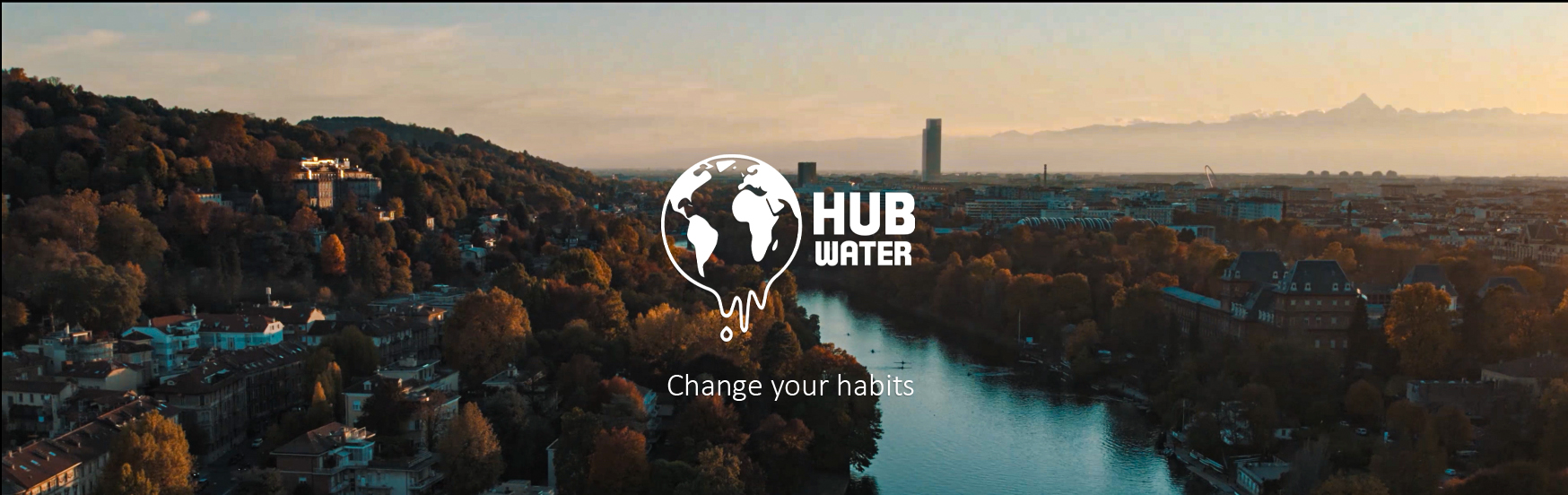 fiume po a torino con logo hubwater